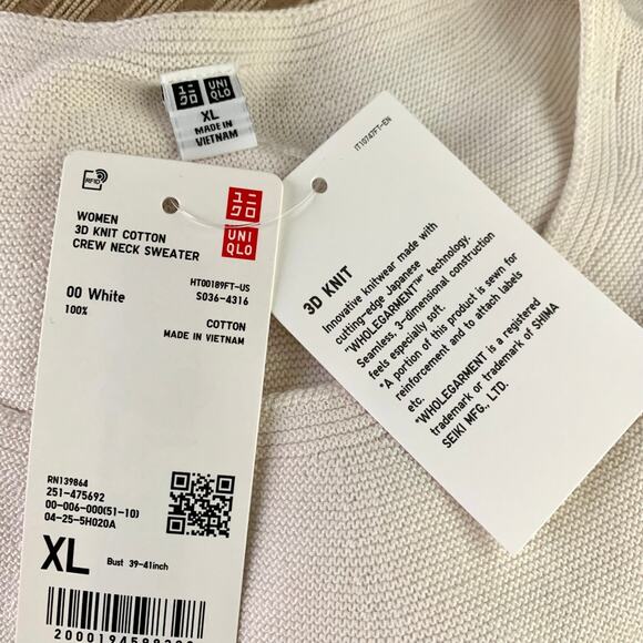 Uniqlo 3D Knit Cotton Sweater in Striped White - Picture 7 of 9